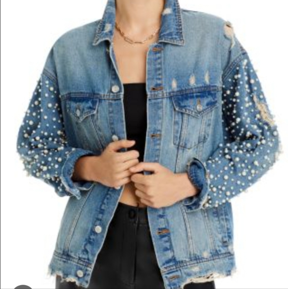 Sunset + Spring Pearl Distressed Denim Jacket (Bloomingdale's Brand)